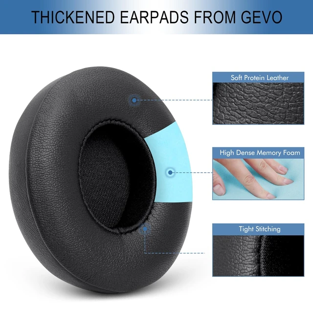 Alt view image 3 of 7 - Ear Pads Replacement for Beats Solo 4 Wireless On-Ear Headphones, Earpads Ear Cushions for Solo 4 with Soft Protein Leather, Stronger Adhesive Backing (Black)