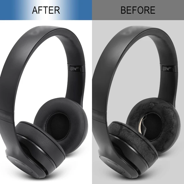 Alt view image 6 of 7 - Ear Pads Replacement for Beats Solo 4 Wireless On-Ear Headphones, Earpads Ear Cushions for Solo 4 with Soft Protein Leather, Stronger Adhesive Backing (Black)