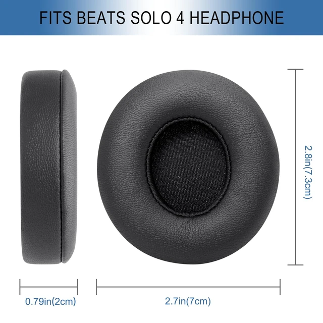 Alt view image 7 of 7 - Ear Pads Replacement for Beats Solo 4 Wireless On-Ear Headphones, Earpads Ear Cushions for Solo 4 with Soft Protein Leather, Stronger Adhesive Backing (Black)