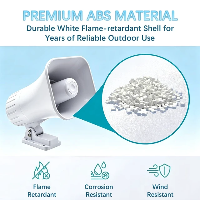 Alt view image 6 of 7 - 30W Alarm Siren,Dual Tone Outdoor Self Contained Electric Security Ring Siren with Bracket6-12V DC 130DB for Car Home Doorbell Security Protection System
