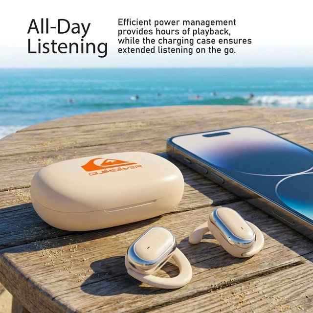 Alt view image 4 of 6 - Open Ear Wireless Earbuds, Bluetooth 5.4 Headphones with Smart Digital Display and Ergonomic Secure Fit Earhook, Touch Controls, Sweat Resistant, Sports/Fitness/Travel/Workouts (Beige)