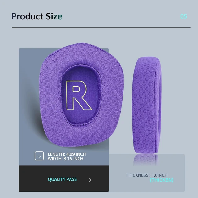 Alt view image 6 of 7 - Replacement Fabric Ear Pads for the Logitech G733 Gaming Headset, Also Compatible with the Logitech G335/G535 Wireless headsets. Features a Thickened Design for Enhanced Comfort (Purple)