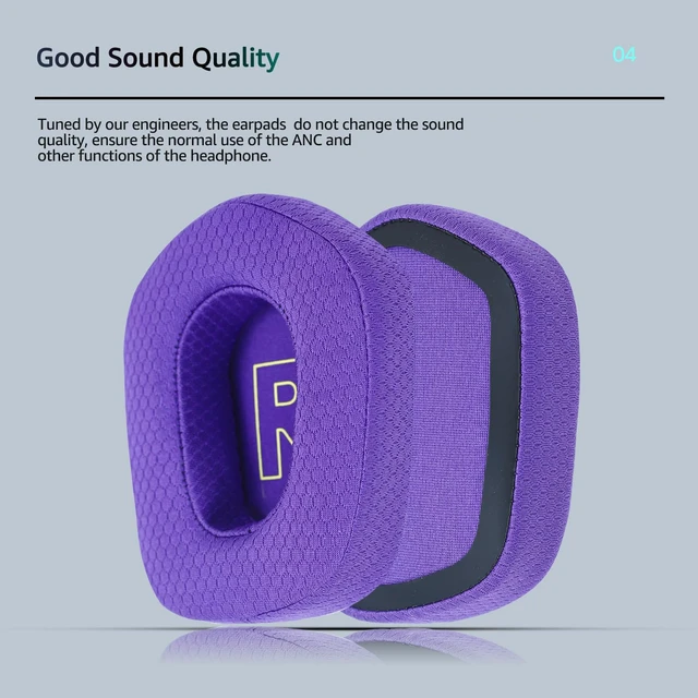Alt view image 7 of 7 - Replacement Fabric Ear Pads for the Logitech G733 Gaming Headset, Also Compatible with the Logitech G335/G535 Wireless headsets. Features a Thickened Design for Enhanced Comfort (Purple)