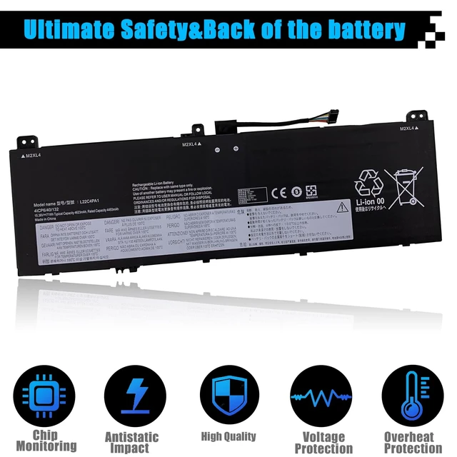 Alt view image 4 of 7 - L22C4PA1 L22D4PA1 Laptop Battery Replacement for Lenovo Yoga 7 14IRL8 14ARP8 16IRL8 16ARP8 Yoga 7 2-in-1 14IML9 14AHP9 16IML9 16AHP9 Series SB11K38965 SB11K38967 L22M4PA1 SB11K38964 71Wh 4623mAh