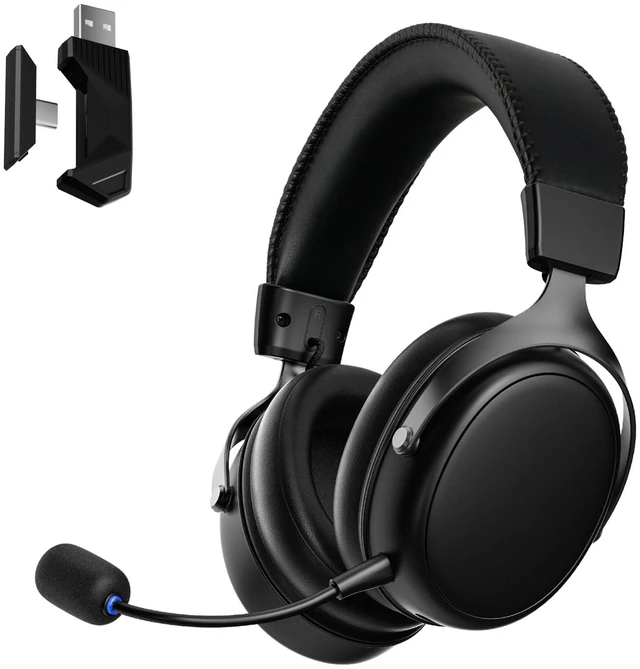 Main image of Verge S9 Ultra Lightweight Wireless Gaming Headset, Quad Mode 2.4G, BT, Wired Connectivity Headset with Noise Cancelling Mic, Compatible with PS PC Phone, Design for Comfort Black