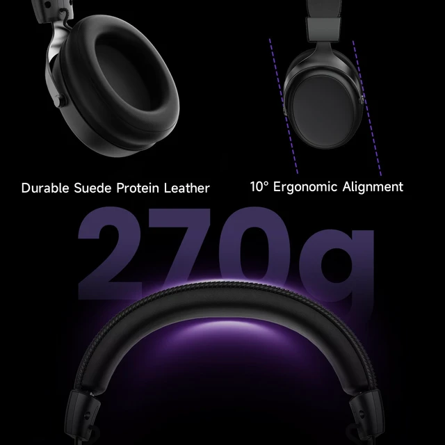 Alt view image 2 of 7 - Verge S9 Ultra Lightweight Wireless Gaming Headset, Quad Mode 2.4G, BT, Wired Connectivity Headset with Noise Cancelling Mic, Compatible with PS PC Phone, Design for Comfort Black