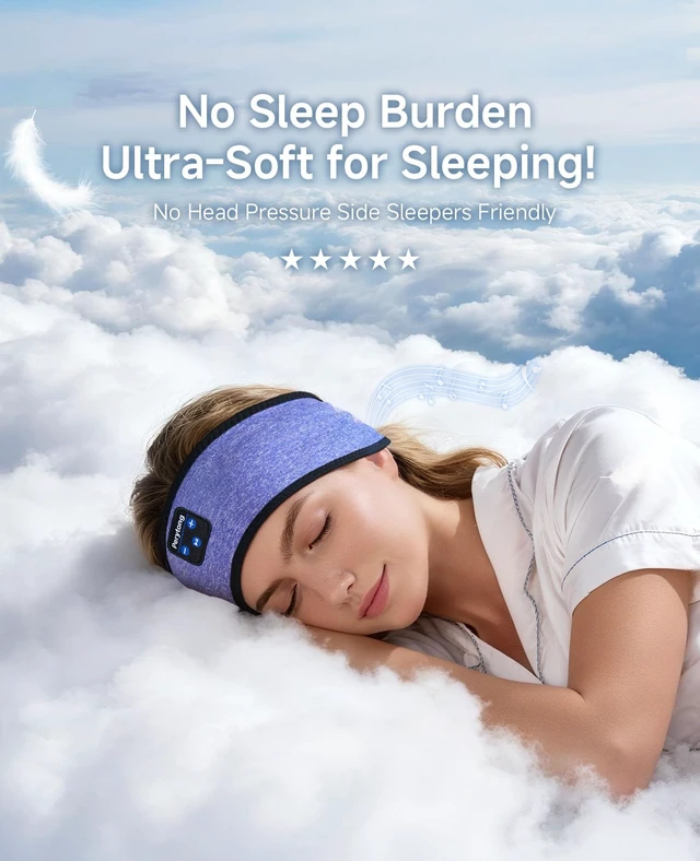 Alt view image 2 of 7 - Sleep Headphones Bluetooth 5.4 Headband Wireless Earbuds Earphones Sweat Resistant with Ultra-Thin HD Stereo Speaker, Headphone Band for Side Sleepers Workout Running Tech Gadgets Unique Gifts