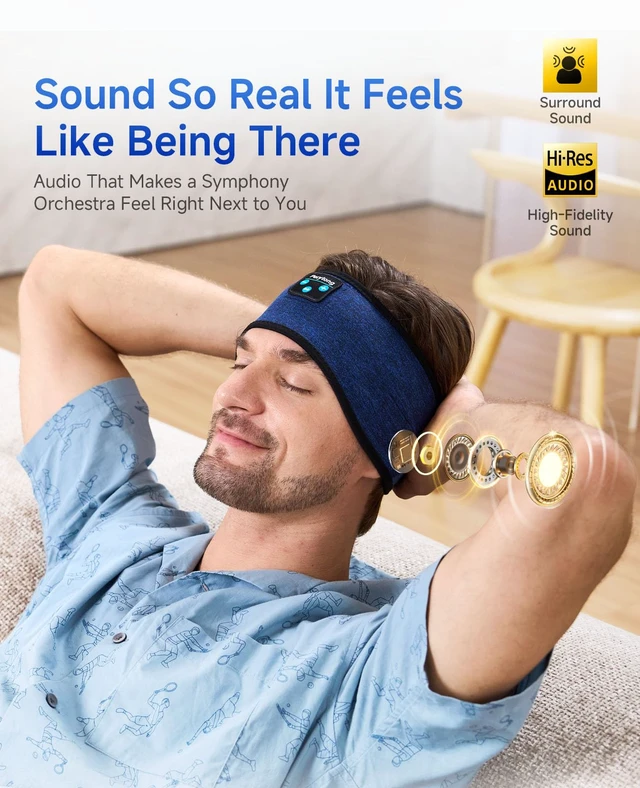 Alt view image 3 of 7 - Sleep Headphones Bluetooth 5.4 Headband, Wireless Headphones Earbuds Earphones Sweatproof for Women Men Sports Workout Running Jogging Yoga Cool Gadgets Christmas Unique Gifts