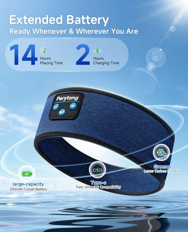 Alt view image 7 of 7 - Sleep Headphones Bluetooth 5.4 Headband, Wireless Headphones Earbuds Earphones Sweatproof for Women Men Sports Workout Running Jogging Yoga Cool Gadgets Christmas Unique Gifts