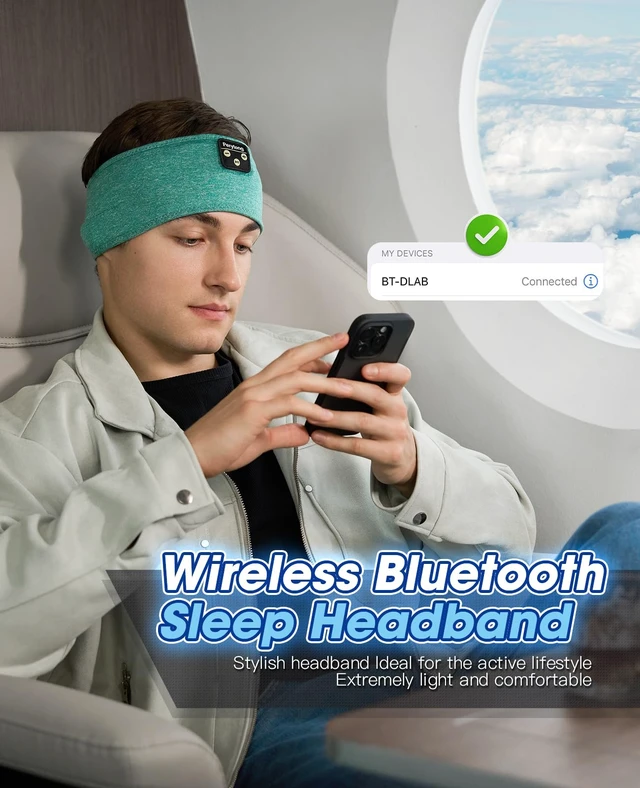 Alt view image 4 of 7 - Sleep Headphones Wireless, Bluetooth Headband Sports Sleeping Headphones Sleep Mask Earbuds Breathable Music Headband with Bluetooth 5.4, Perfect for Side Sleepers Sleeping Travel Workout Running