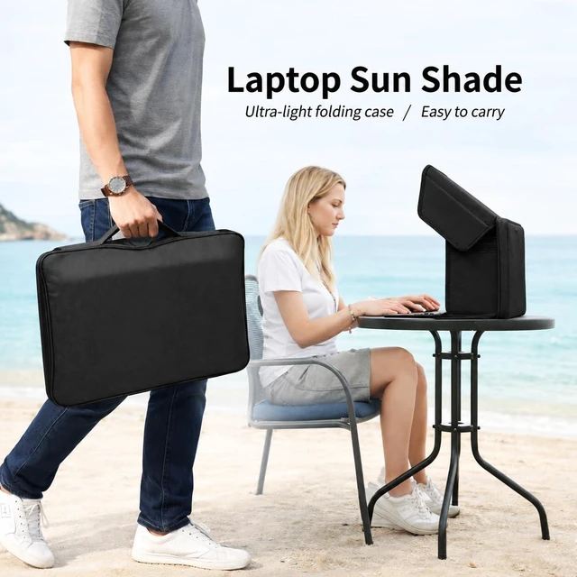 Alt view image 2 of 7 - Anti-Glare Laptop Sun Shade for 14-Inch Notebook, Foldable Screen Hood for Outdoor Work