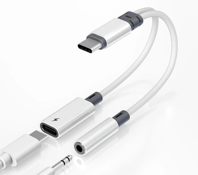 Main image of 2 in 1 USB C to 3.5mm Audio Adapter with 60W PD Charging for iPhone,Galaxy Hi-Res 32bit/384kHz DAC Type C to Aux Adapter, USB C to Headphone Jack Dongle Cable for iPhone 17/16,Galaxy S26/S25/S24,Pixel