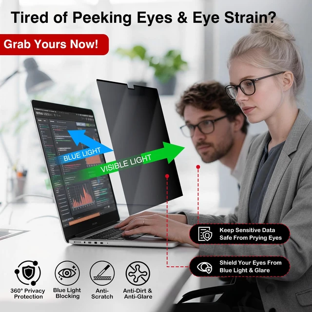 Alt view image 5 of 7 - Magnetic Privacy Filter for MacBook Air 13 & Pro 13 Inch Removable Privacy Filter Shield, Fits MacBook Air 13 M1 & Pro 13 M1/M2 2018-2022
