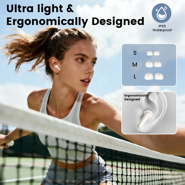 Alt view image 6 of 7 - Wireless Earbuds with Smart Touch Screen Bluetooth in-Ear Headphones ANC Noise Cancelling Clear Calls 60H Playtime IPX5 Waterproof Earbuds for Sports Gym Work Travel