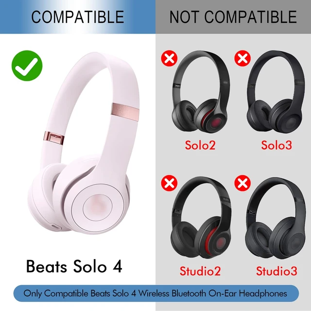Alt view image 2 of 7 - Ear Pads Replacement for Beats Solo 4 Wireless On-Ear Headphones, Earpads Ear Cushions for Solo 4 with Soft Protein Leather, Stronger Adhesive Backing (Cloud Pink)