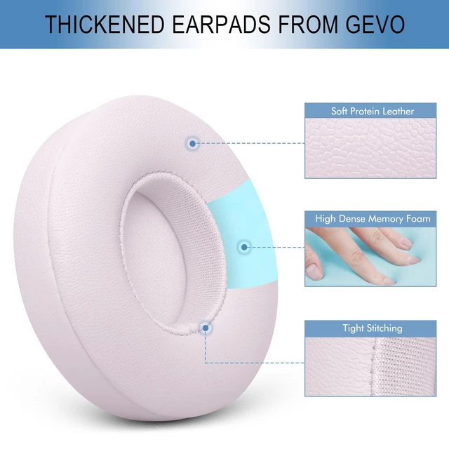 Alt view image 3 of 7 - Ear Pads Replacement for Beats Solo 4 Wireless On-Ear Headphones, Earpads Ear Cushions for Solo 4 with Soft Protein Leather, Stronger Adhesive Backing (Cloud Pink)