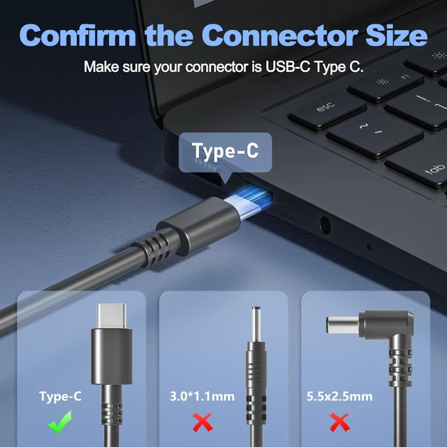 Alt view image 3 of 5 - 45W USB C Charger for Acer Chromebook Spin 11 13 15 CP311 CP315 CP513 CP713 for CP311-1H 2H;CP315-1H 2H-C679 3HT;CB514 CB515 CB315-4H-C8XU AG15 AG15-32P-39R2 21P-R5YG 42P-R9FW A14-52M A16-11MT USBC