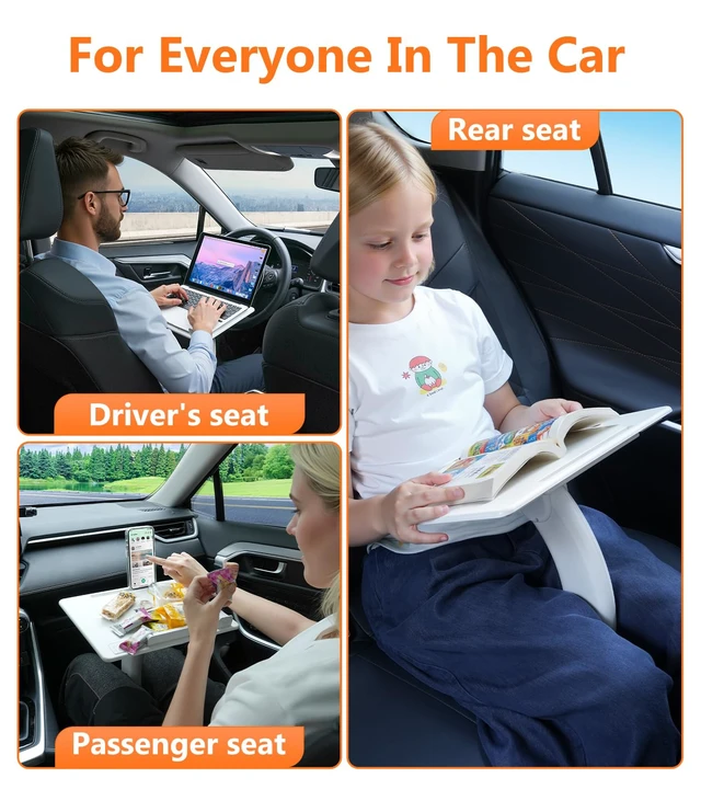 Alt view image 2 of 7 - Car Desk for Laptop Tablet iPad Book for Driver Passenger Seat Detachable Angle Adjustable Car Seat Tray Table, Portable Laptop Stand for Car Vehicle Camping Travel, Easy Operation