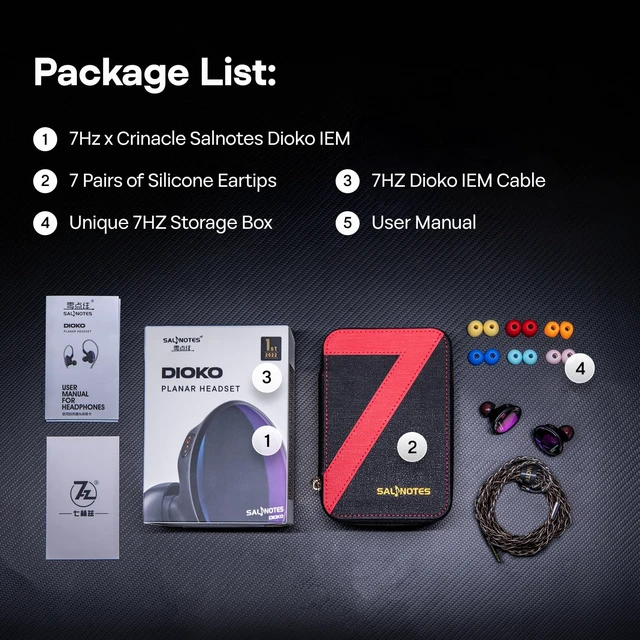 Alt view image 7 of 7 - 7Hz x Crinacle Salnotes Dioko 14.6mm Planar Diaphragm Driver IEMs with CNC Aviation-Grade Aluminum Case, Detachable 4-Core Litz OCC Copper Cable for Audiophile Musician Studio