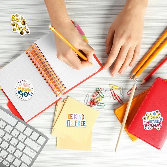 Alt view image 4 of 7 - 200 Pcs Be Kind Stickers, Waterproof Kindness Decals Kindness Stickers with Motivational Quotes for Water Bottles, Laptops, Classroom Rewards, Teacher Supplies, and Encouragement