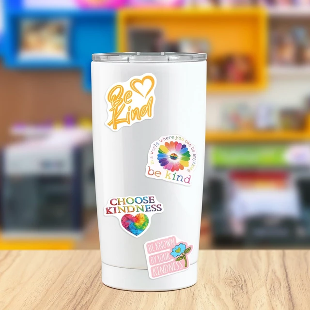 Alt view image 6 of 7 - 200 Pcs Be Kind Stickers, Waterproof Kindness Decals Kindness Stickers with Motivational Quotes for Water Bottles, Laptops, Classroom Rewards, Teacher Supplies, and Encouragement