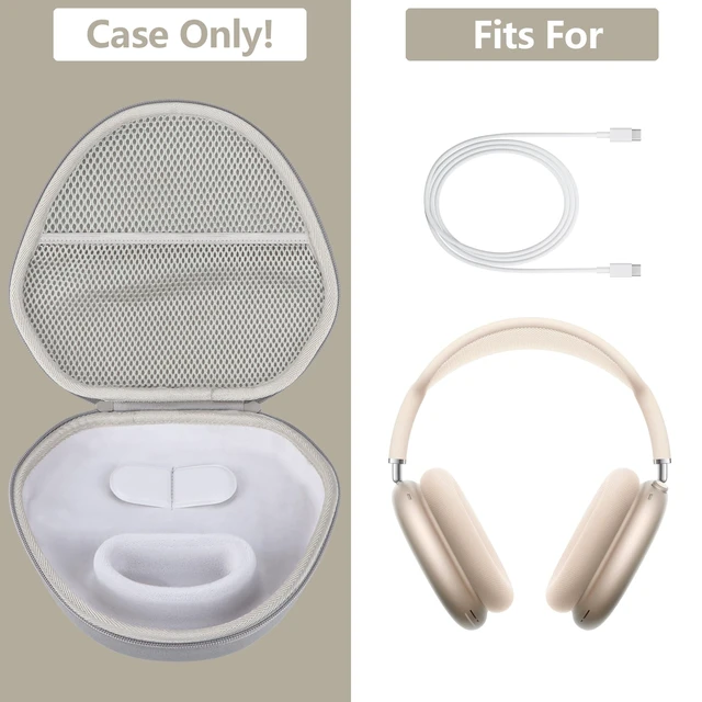 Alt view image 3 of 7 - Hard Case Replacement for Apple Airpods Max Over-Ear Headphones Hard Shell Shockproof, Portable Headphone Storage, Mesh Bag Organizer, Lightweight Travel