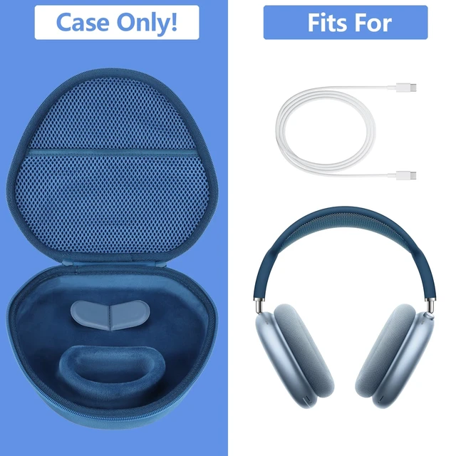 Alt view image 3 of 7 - Hard Case Replacement for Apple Airpods Max Over-Ear Headphones Hard Shell Shockproof, Portable Headphone Storage, Mesh Bag Organizer, Lightweight Travel