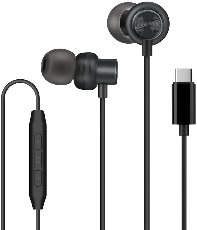 Main image of USB Type C Headphones in Ear Earbuds, Black Mic and Volume Control, Compatible for Galaxy S25/S24/S23/Galaxy Note 10, iPhone 17/16/15