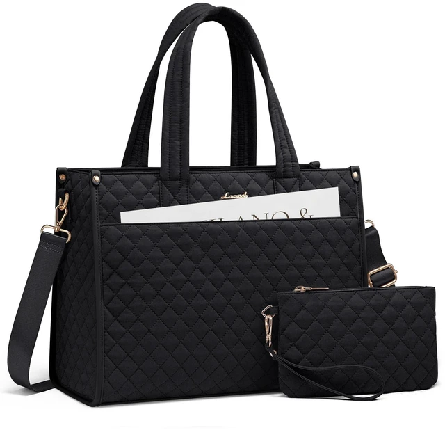 Main image of Laptop Tote Bag for Women,Canvas Work Tote Bag for Women with Clutch Purse,17.3 Inch Computer Briefcase Bag,Professional Teacher Business Office Bag,Lightweight Shoulder Travel
