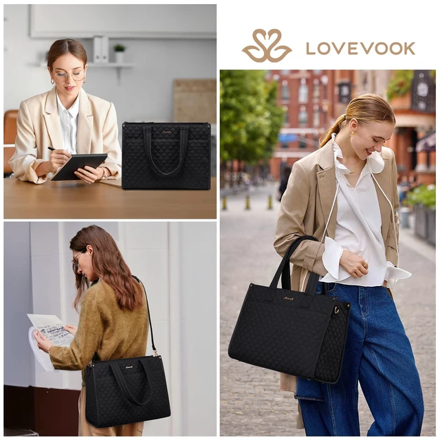 Alt view image 2 of 7 - Laptop Tote Bag for Women,Canvas Work Tote Bag for Women with Clutch Purse,17.3 Inch Computer Briefcase Bag,Professional Teacher Business Office Bag,Lightweight Shoulder Travel