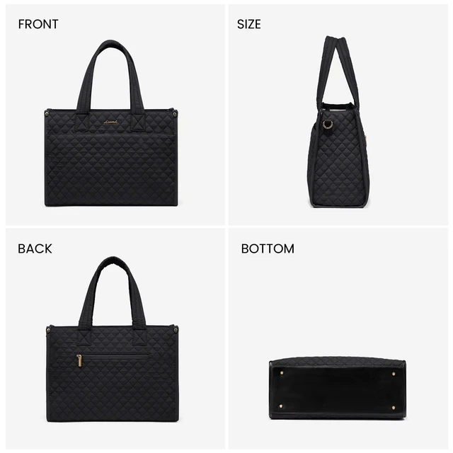 Alt view image 7 of 7 - Laptop Tote Bag for Women,Canvas Work Tote Bag for Women with Clutch Purse,17.3 Inch Computer Briefcase Bag,Professional Teacher Business Office Bag,Lightweight Shoulder Travel