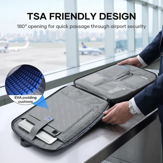 Alt view image 3 of 7 - 40L Travel Backpack, TSA Carry On Laptop Backpack for Men Women Flight Approved, Large Capacity with 180° Opening, Water-resistant, Luggage Belt, Fits 15.6-17.3" for Business/Work/Trips