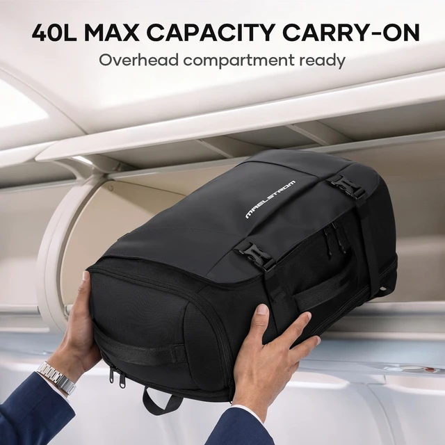 Alt view image 4 of 7 - 40L Travel Backpack, TSA Carry On Laptop Backpack for Men Women Flight Approved, Large Capacity with 180° Opening, Water-resistant, Luggage Belt, Fits 15.6-17.3" for Business/Work/Trips