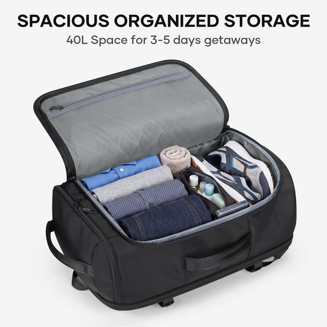 Alt view image 2 of 7 - 40L Travel Backpack, TSA Carry On Laptop Backpack for Men Women Flight Approved, Large Capacity with 180° Opening, Water-resistant, Luggage Belt, Fits 15.6-17.3" for Business/Work/Trips