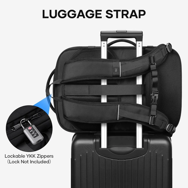 Alt view image 6 of 7 - 40L Travel Backpack, TSA Carry On Laptop Backpack for Men Women Flight Approved, Large Capacity with 180° Opening, Water-resistant, Luggage Belt, Fits 15.6-17.3" for Business/Work/Trips