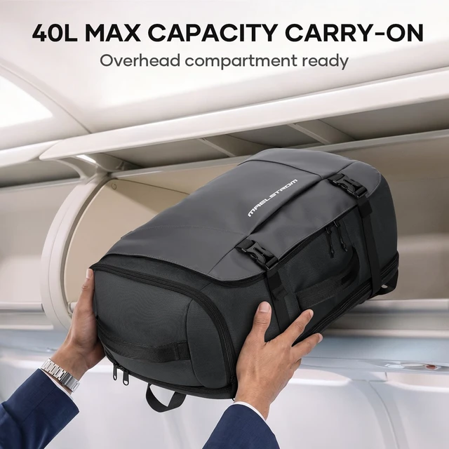 Alt view image 4 of 7 - 40L Travel Backpack, TSA Carry On Laptop Backpack for Men Women Flight Approved, Large Capacity with 180° Opening, Water-resistant, Luggage Belt, Fits 15.6-17.3" for Business/Work/Trips