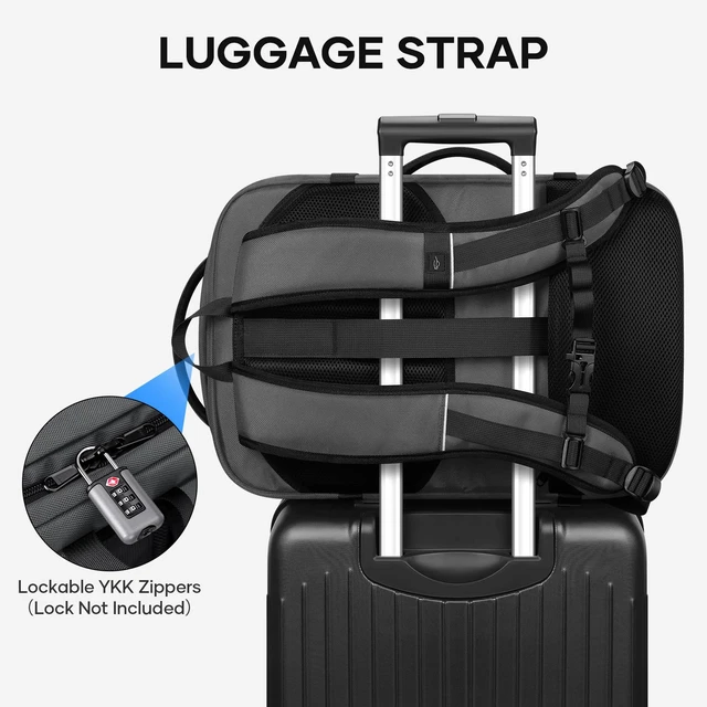 Alt view image 6 of 7 - 28L Travel Backpack, TSA Carry On Laptop Backpack for Men Women Flight Approved, Large Capacity with 180° Opening, Water-resistant, Luggage Belt, Fits 15.6-17.3" for Business/Work/Trips