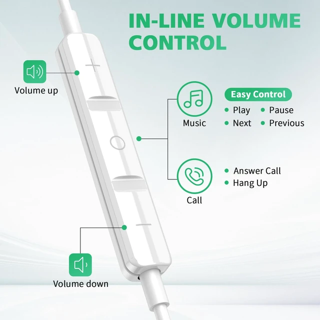 Alt view image 3 of 7 - Wired Earbuds USB C for Samsung S26 S25 Ultra S24 S22 S23 Fe Green Type C Headphone with Mic Stereo Magnet Case Corded Earphone for iPhone 18 Pro Max Duo 17 Air 16 15 Plus/iPad/Pixel 11 10 9
