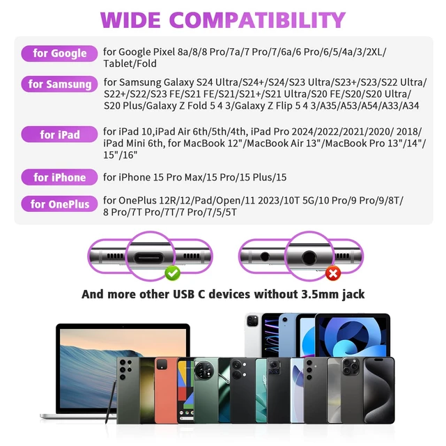 Alt view image 7 of 7 - USB C Earbuds for iPhone 18 Pro Max Duo 17 Air 16 15 Plus/iPad, Purple Type C Earphones with Mic Case Stereo Magnet Cord Wired Earbuds for Samsung S26 S25 S24 Ultra S23 S22 Flip/Pixel 11 10 9 8