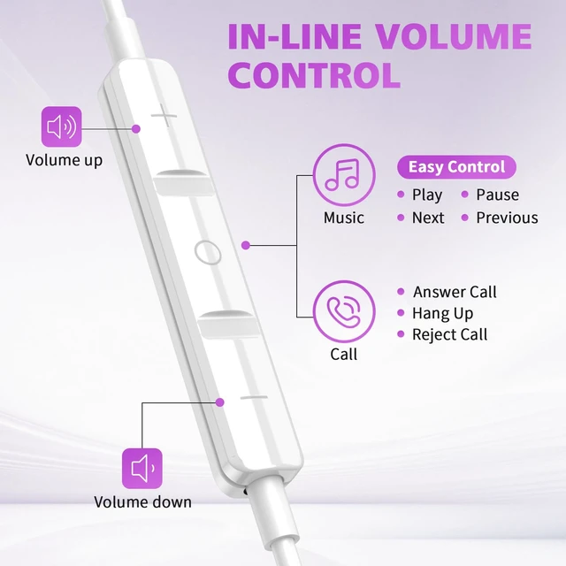 Alt view image 6 of 7 - USB C Earbuds for iPhone 18 Pro Max Duo 17 Air 16 15 Plus/iPad, Purple Type C Earphones with Mic Case Stereo Magnet Cord Wired Earbuds for Samsung S26 S25 S24 Ultra S23 S22 Flip/Pixel 11 10 9 8