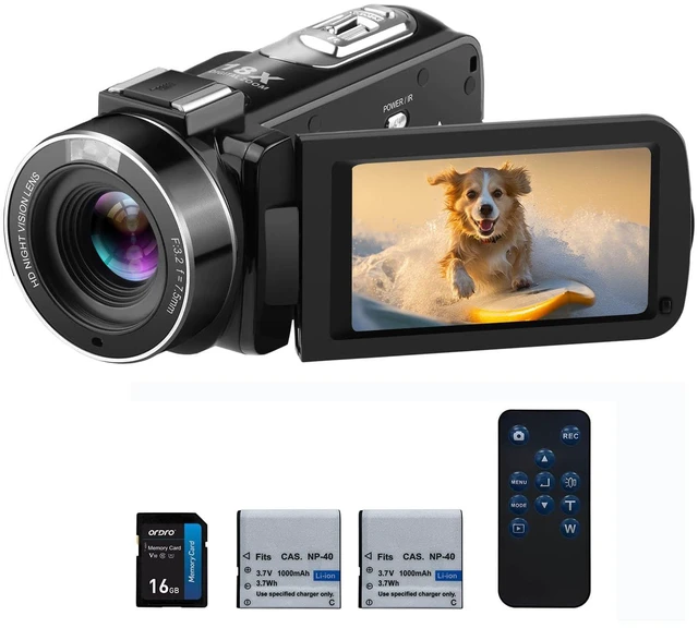 Main image of Video Camera Camcorder, 1080P 30FPS Digital Camera for YouTube IR Night Vision 18X Digital Zoom 3.0'' IPS Screen Kids Video Recorder with 16G Card & 2 Batteries (Black)