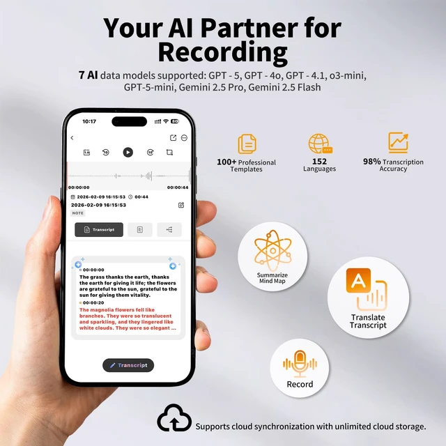 Alt view image 5 of 7 - Ai Note Taker, Ai Voice Recorder Pocket Ai Note Taking Device Voice to Text Recorder Ai Recorder Notetaker 152 Languages 64gb Transcribe, Summarize & Text Translation One-Step Magnetic Attachment