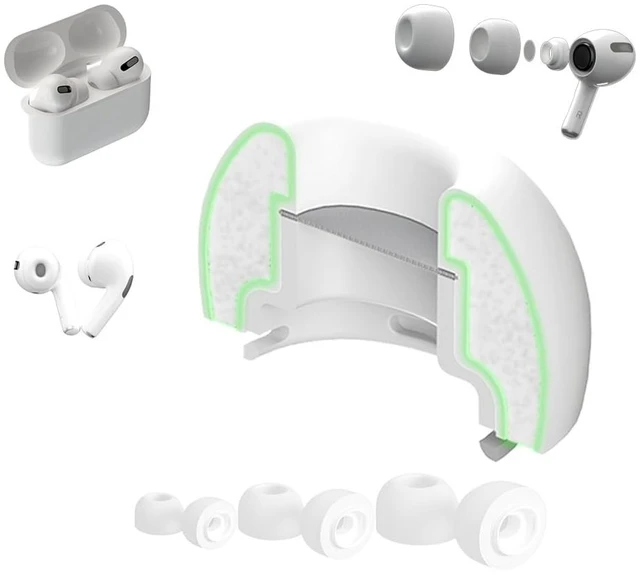 Main image of AirFoams Pro Active V2.0 Memory Foam Ear Tips for AirPods Pro 1 & 2 Flexible Silicone Shield, Anti Slip, Better Sound, All Day Comfort, Secure, Noise Cancelling (3 Pairs-S/M/L)