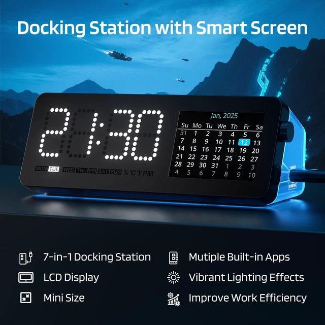 Alt view image 3 of 7 - Laptop Docking Station, 7-in-1 USB C Hub with Screen, Multiple Built-in Apps, Multiport Adapter with HDMI 4K@60Hz, 90W Power Delivery, USBC & USBA Data Ports, Dongle for MacBook, Dell, and More