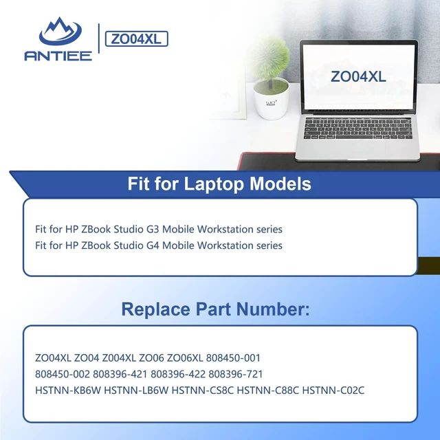 Alt view image 4 of 7 - ZO04XL Laptop Battery for HP ZBook Studio G3 G4 Mobile Workstation ZO04 ZO06 ZO06XL 808396-421 808450-001 808450-002 HSTNN-CS8C HSTNN-C88C HSTNN-LB6W HSTNN-KB6W 15.2V 64Wh 4210mAh