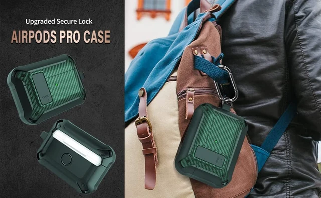 Alt view image 4 of 7 - AirPods Pro 2/1 Case Lock with Cleaner Kit & Replacement Ear Tips (S/M/L), Rugged Protective Cover for iPod Pro (2023/2022/2019) with Keychain, Army Green