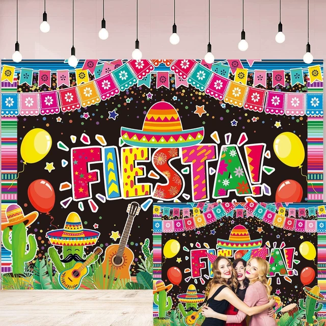 Main image of Mexican Fiesta Backdrop Cinco De Mayo Theme Party Mexican Festival Birthday Banner Photography Background Kids Adults Summer Pool Birthday Baby Shower Wedding Party Decoration (8x6FT)