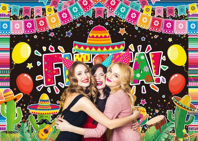 Alt view image 5 of 7 - Mexican Fiesta Backdrop Cinco De Mayo Theme Party Mexican Festival Birthday Banner Photography Background Kids Adults Summer Pool Birthday Baby Shower Wedding Party Decoration (8x6FT)