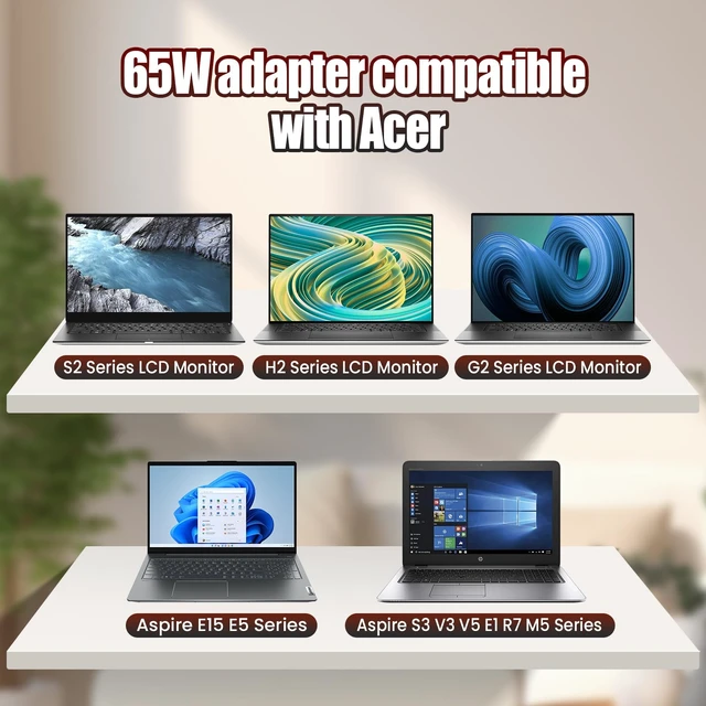 Alt view image 4 of 7 - 65W Laptop Charger for Acer Aspire 5 A515-43 A515-51 A515-55 E5 E15 A315, 19V 3.42A Power Adapter Cord 5.5mm×1.7mm (NOT for 3.0mm Port Models)
