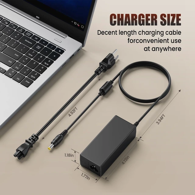Alt view image 7 of 7 - 65W Laptop Charger for Acer Aspire 5 A515-43 A515-51 A515-55 E5 E15 A315, 19V 3.42A Power Adapter Cord 5.5mm×1.7mm (NOT for 3.0mm Port Models)